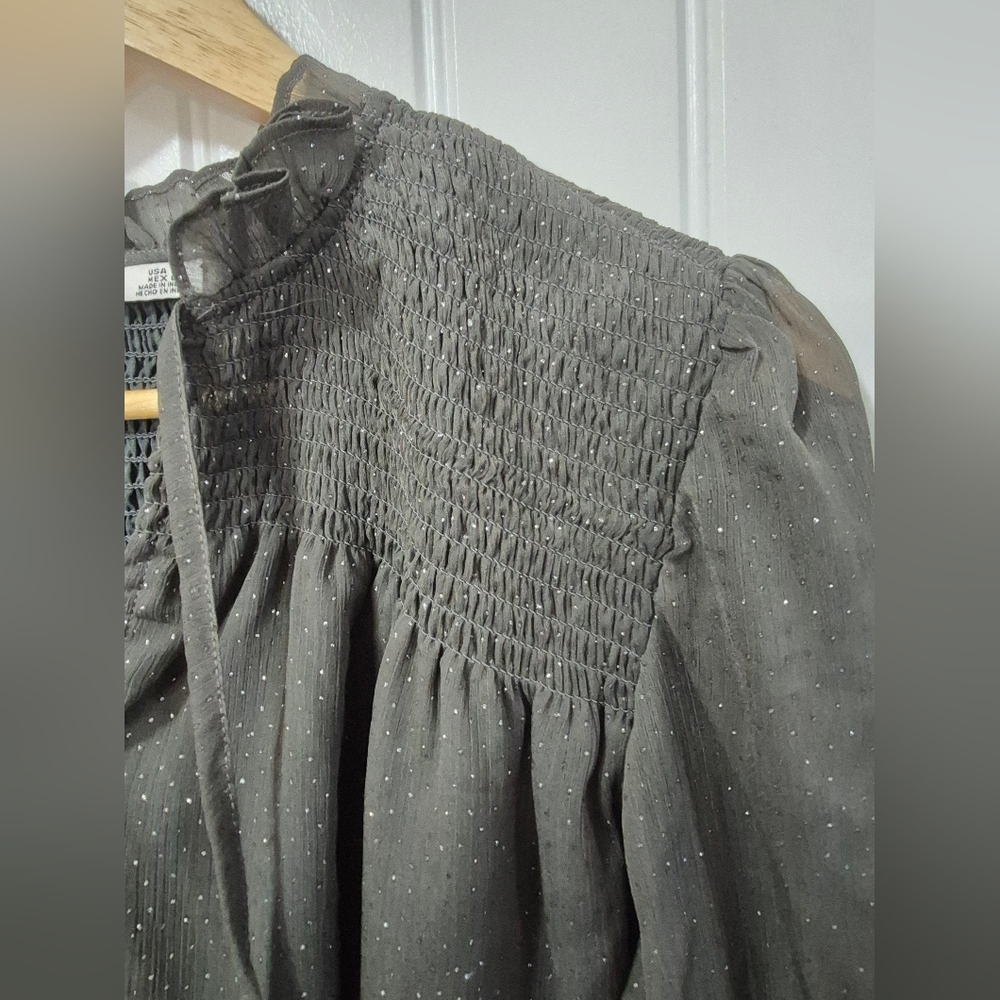 Womens Dex Grey Metallic Blouse Size Large New With Tags - Picture 2 of 7